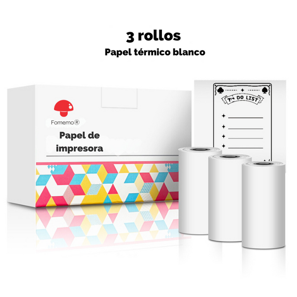 3 Rollos- Papel Térmico para Impresión de bolsillo